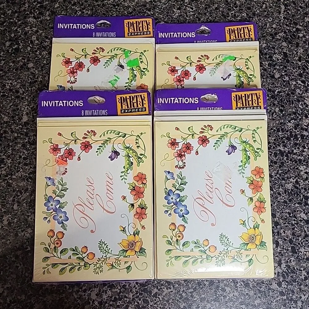 New VINTAGE Party Express Invitations Cottagecore Garden Party Hallmark 32ct